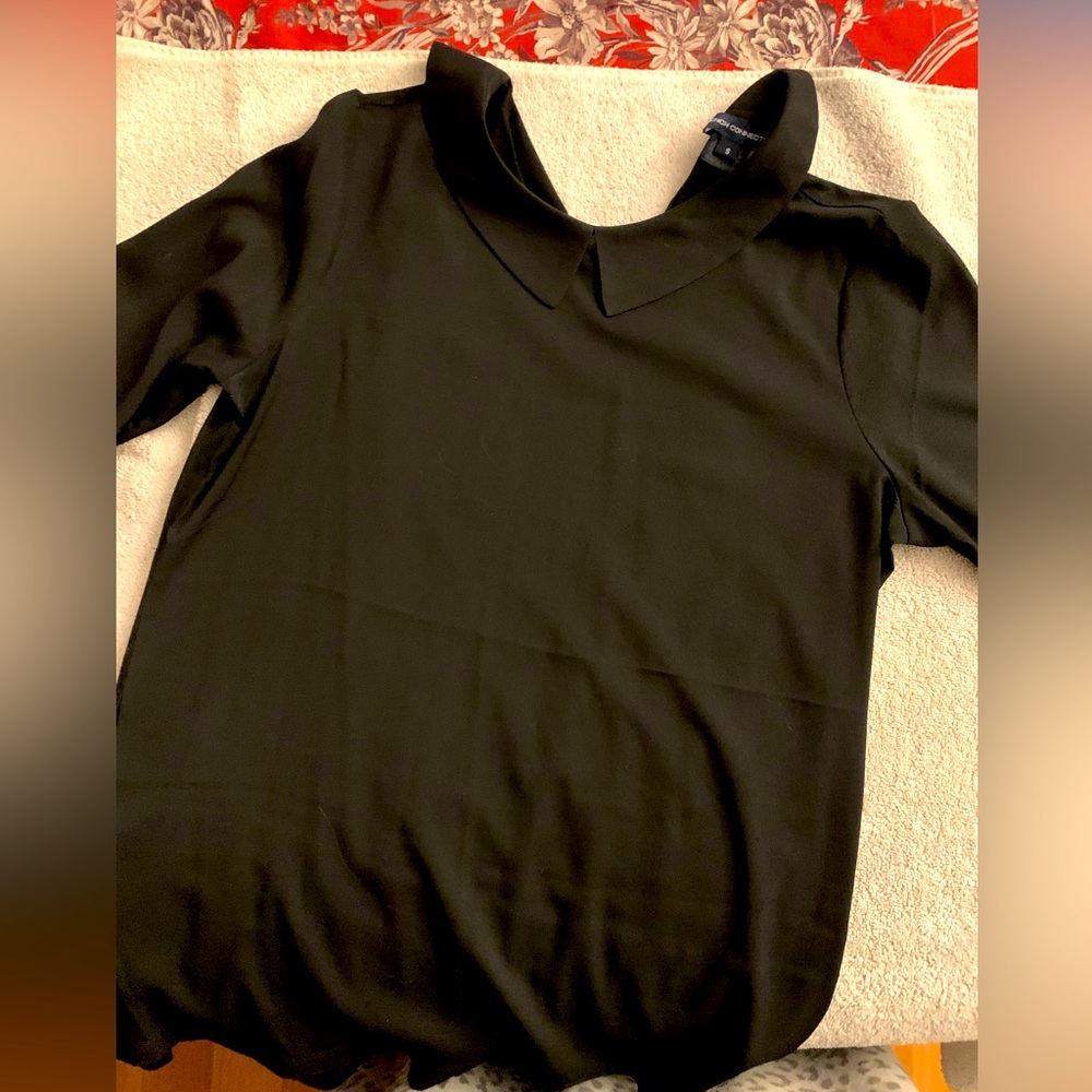 French Connection black blouse with cute collar